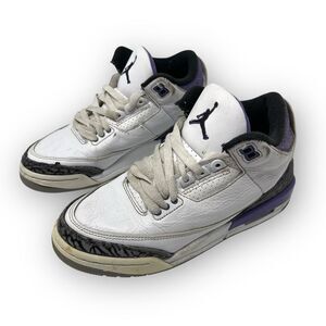Nike Air Jordan 3 DM0967-105 White Purple Basketball Sneakers Youth Size 4.5
